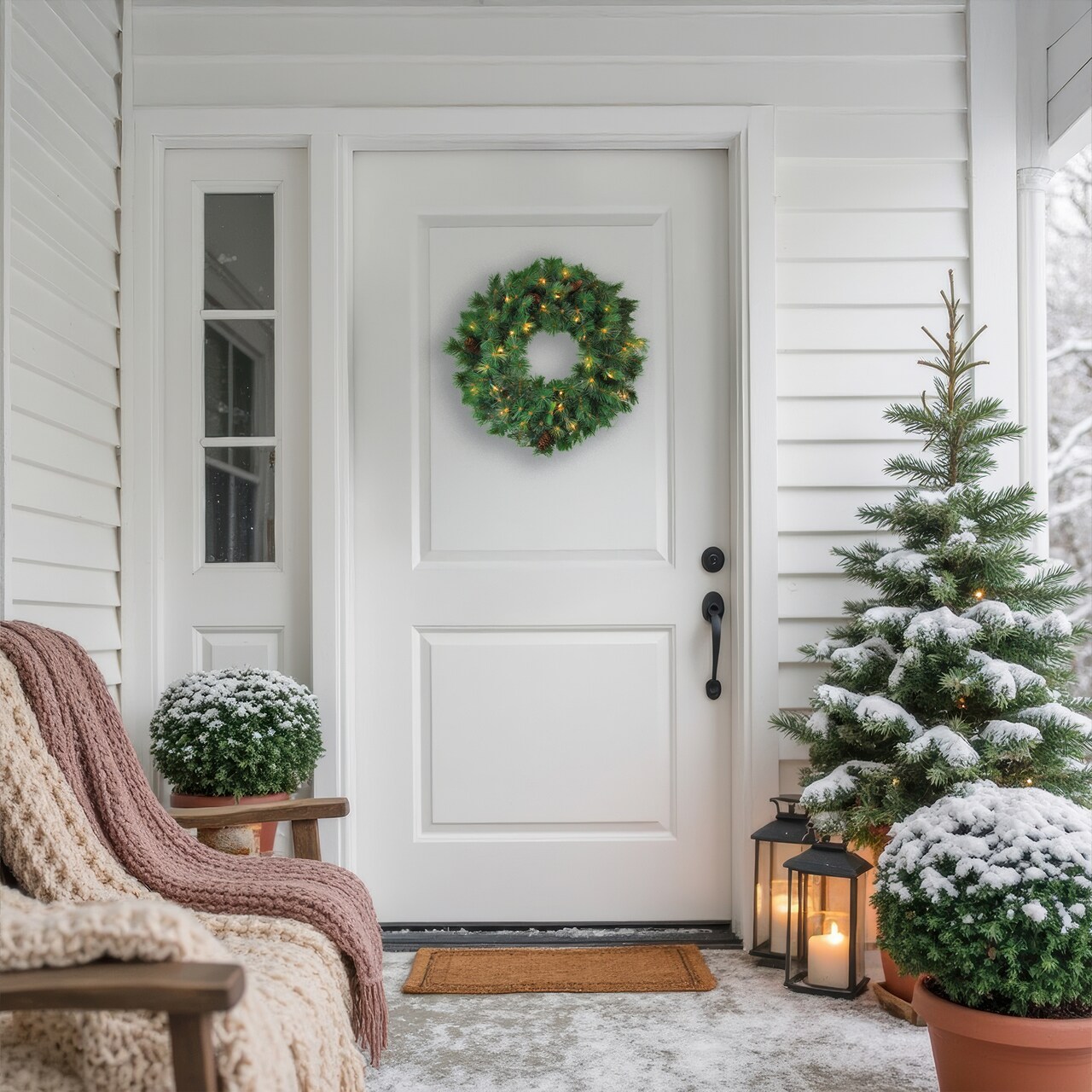 Northlight Pre-Lit Royal Oregon Pine Artificial Christmas Wreath, 24-Inch, Clear Lights